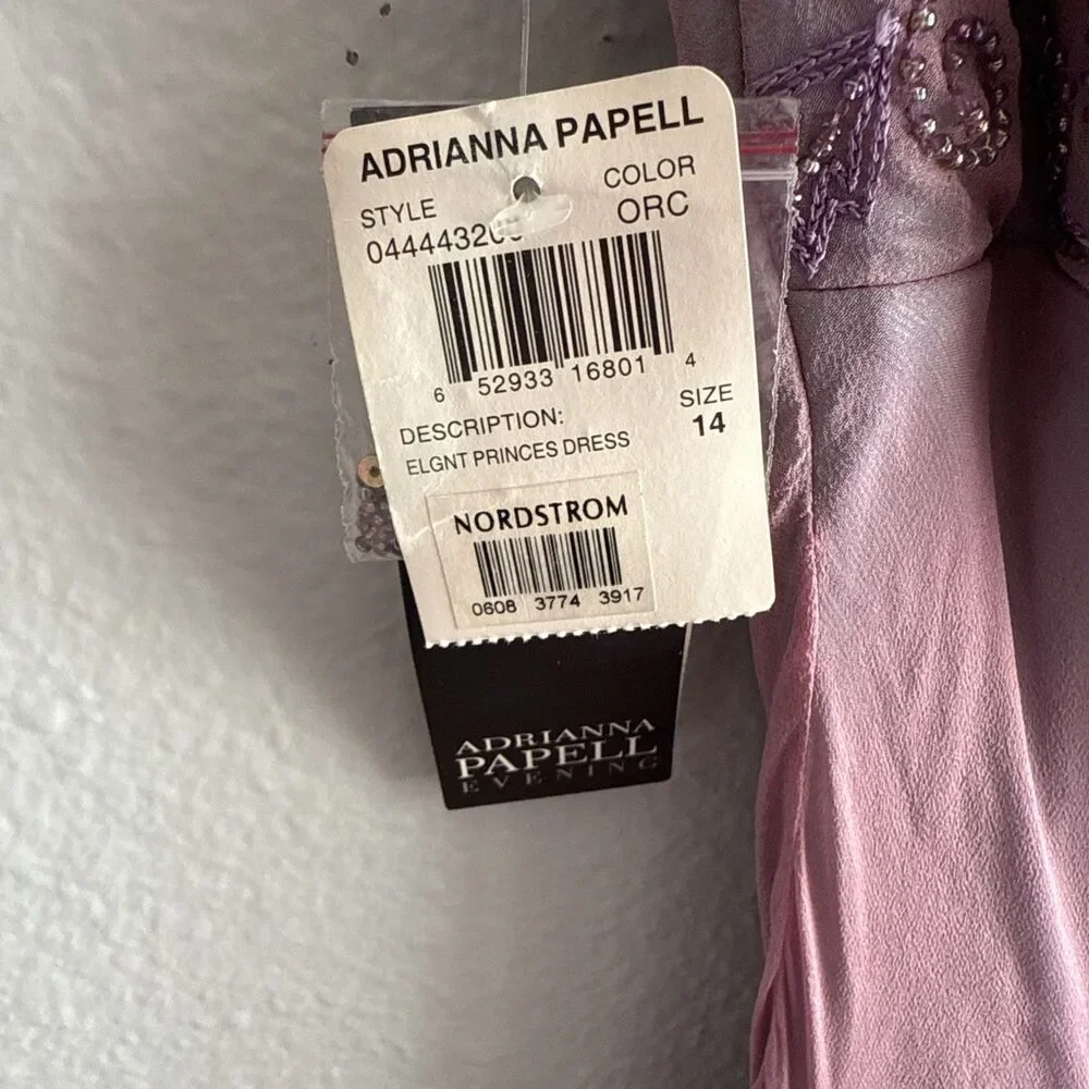 NWT VTG Adrianna Papell Purple/Teal Y2K Fairy Mermaid Silk Beaded Dress Sz 14 - Picture 5 of 15